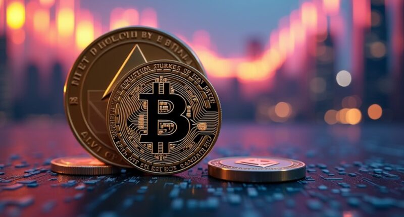 bitcoin rises ether nears